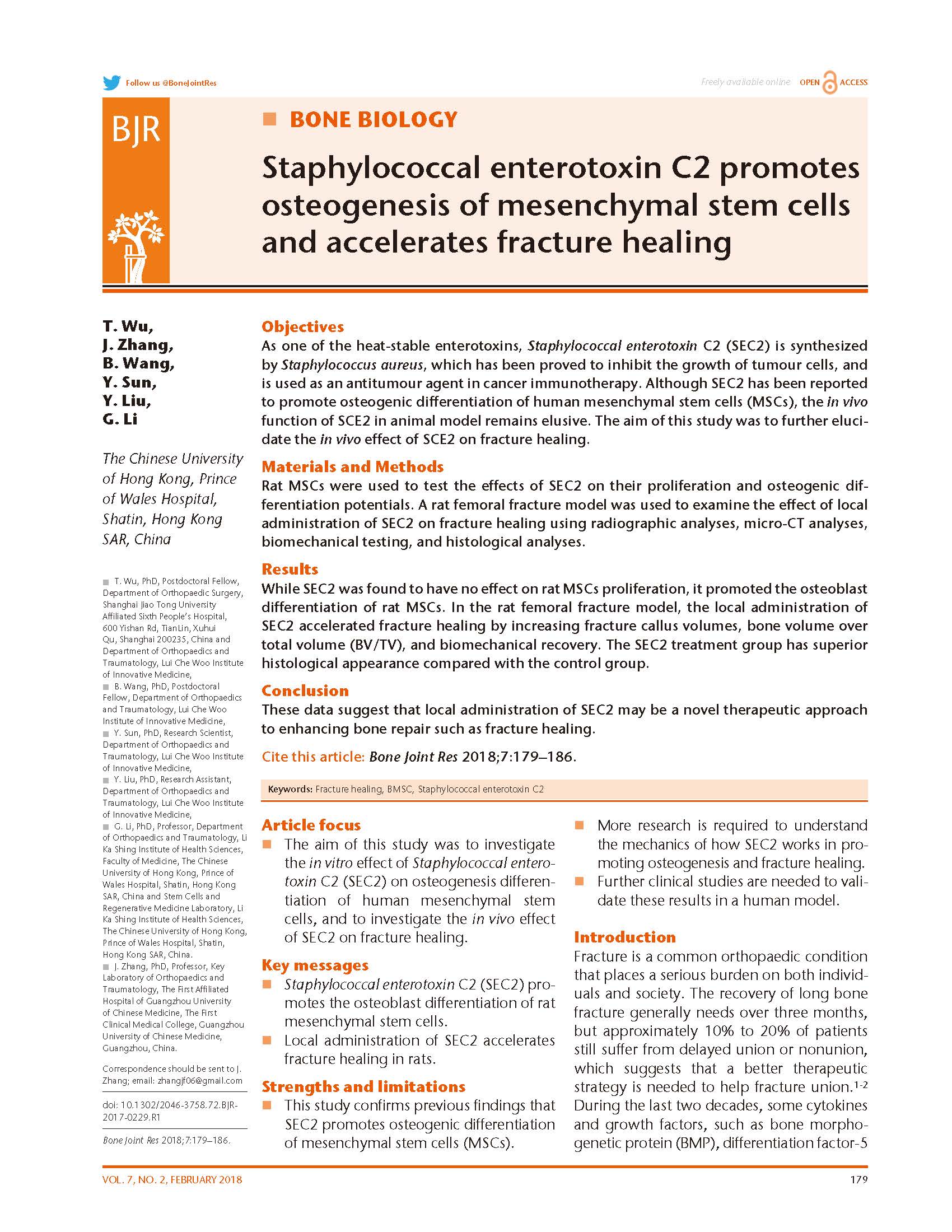 Staphylococcal enterotoxin C2 promotes osteogenesis.....